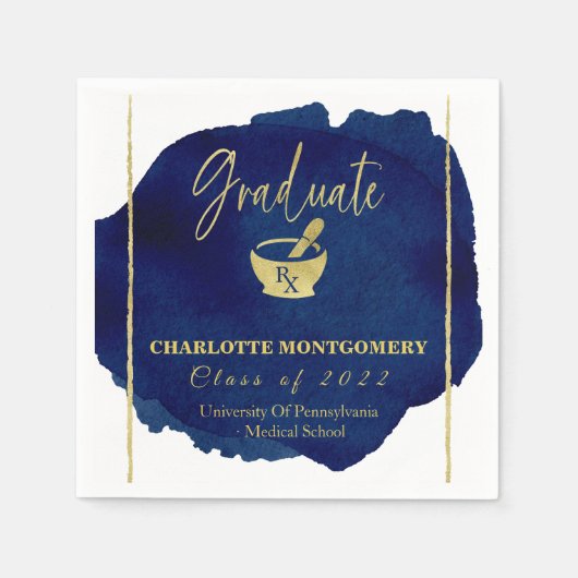 Blue Abstrakt Pharmacy School Abschluss Serviette (Vorderseite)
