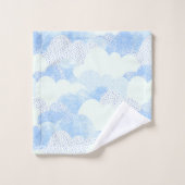 Blue Abstrakt Rain Cloud Sky Gemustert Badhandtuch Set (Waschlappen)