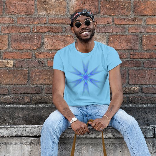 Blue Abstrakt Star Burst Art T Shirt
