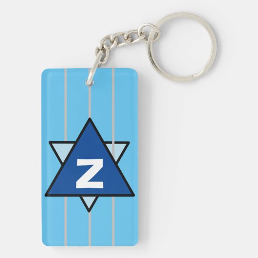 Blue Abstrakt Star Monogram Schlüsselanhänger (Rückseite)