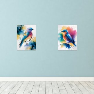 Blue Abstrakt Wall Art, Set von 2 Bluebirds