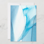 Blue Abstrakt Watercolor Double Gold Frame Wedding Einladung (Rückseite)