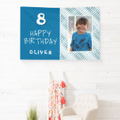 Blue Abstrakt Wave Boy Foto Happy Birthday Banner (InSitu)