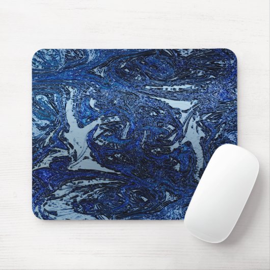 Blue Abstrakt Wave Splash Coole Städtische Kunst Mousepad (Mit Mouse)