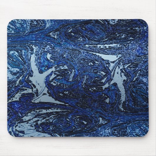 Blue Abstrakt Wave Splash Coole Städtische Kunst Mousepad (Vorne)