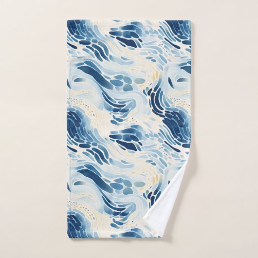 Blue Abstrakt Waves Beach Pattern Badhandtuch Set (Handtuch)