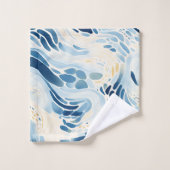 Blue Abstrakt Waves Beach Pattern Badhandtuch Set (Waschlappen)