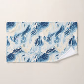 Blue Abstrakt Waves Beach Pattern Badhandtuch Set (Handtuch)