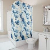 Blue Abstrakt Waves Beach Pattern Duschvorhang (Beispiel)