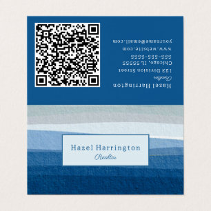 Blue Abstrakt Waves QR Code Falsche Visitenkarte Visitenkarten
