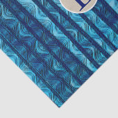 Blue Abstrakt Waves Vintag Beach Monogram Seidenpapier (Ausschnitt)