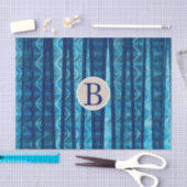 Blue Abstrakt Waves Vintag Beach Monogram Seidenpapier (Handwerk)