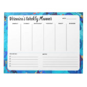 Blue Abstrakt Weekly To Do List Notepad Planner Notizblock (Vorderseite)