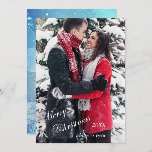 Blue Abstrakt Winter Moderne Weihnachten (Vorne/Hinten)