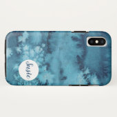 Blue abstrakte Aquarelltelefon-Gehäuse mit Namen Case-Mate iPhone Hülle (Rückseite (Horizontal))