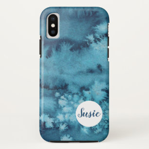 Blue abstrakte Aquarelltelefon-Gehäuse mit Namen Case-Mate iPhone Hülle