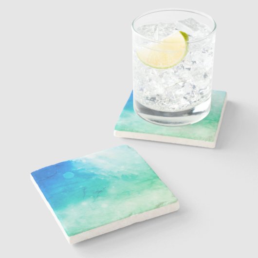 Blue Abstrakte Art Steinuntersetzer (Seitenansicht)