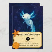 Blue Abyss Axolotl Birthday Einladung (Vorne/Hinten)