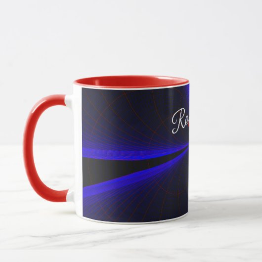 Blue Accent Clover Leaf Geometric Coffee Mug Tasse (Links)
