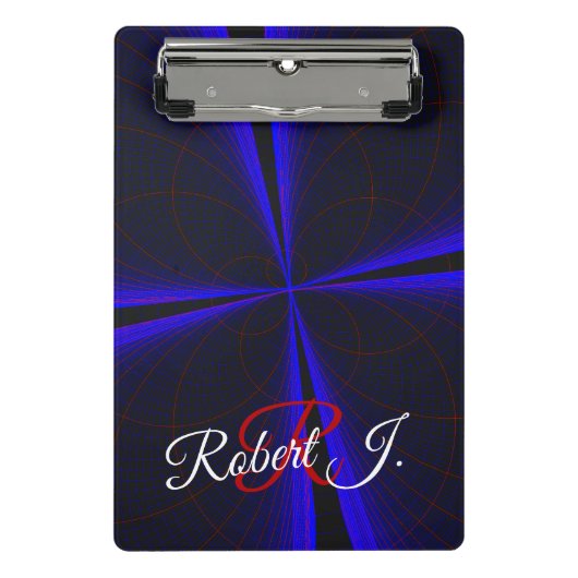 Blue Accent Clover Leaf Geometric Mini Clipboard Klemmbrett (Vorderseite)