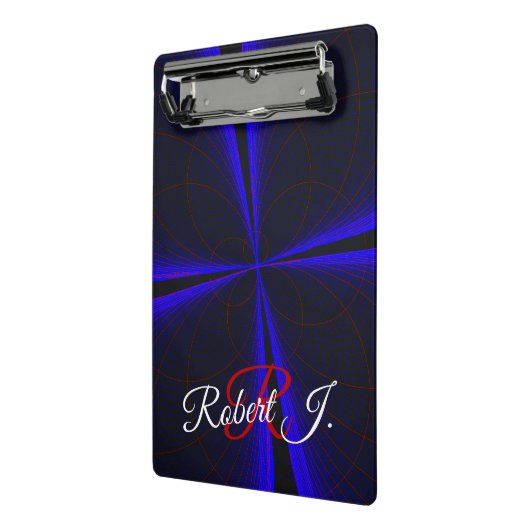 Blue Accent Clover Leaf Geometric Mini Clipboard Mini Klemmbrett (Gewinkelt2)