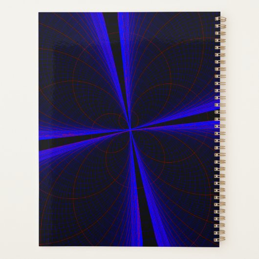 Blue Accent Clover Leaf Geometric Spiral Planner Planer (Rückseite)