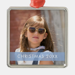 Blue Accent Ribbon Foto Template Weihnachtsmetall Ornament Aus Metall