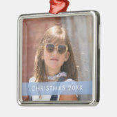 Blue Accent Ribbon Foto Template Weihnachtsmetall Ornament Aus Metall (Links)