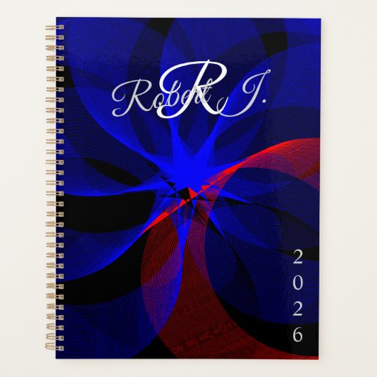 Blue Accent Rotation Geometric Spiral Planner Planer (Vorderseite)