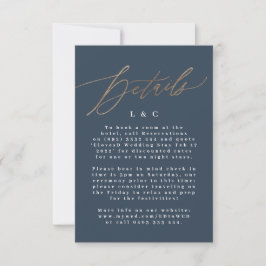 Blue Accommodation Gold Wedding Details Cards RSVP Karte