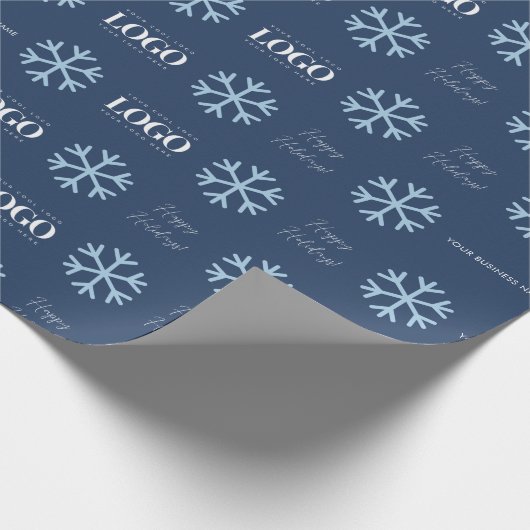 Blue Add Business Logo Snowflake Holidays Company Geschenkpapier (Ecke)