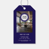Blue Add Logo Custom Text QR Code Company Foto Geschenkanhänger (Vorderseite)