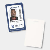Blue Add Your Logo Bar Code & Foto Ausweis (Vorder- & Rückseite)
