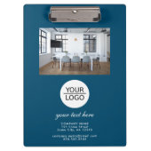Blue Add your Logo Custom Text Werbeaktion Foto Klemmbrett (Vorderseite)