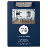 Blue Add your Logo Custom Text Werbeaktion Foto Klemmbrett (Vorderseite)