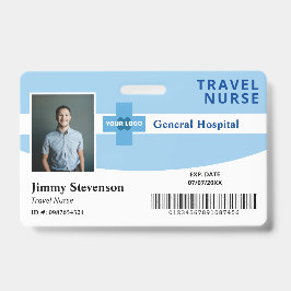 Blue Add Your Logo Hospital Employee Foto ID Ausweis