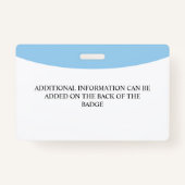 Blue Add Your Logo Hospital Employee Foto ID Ausweis (Rückseite)