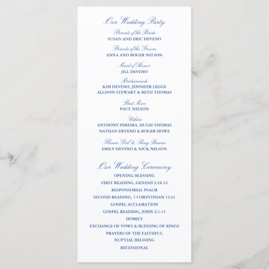 Blue Adirondack Chairs | Zeremonie Programm (Rückseite)