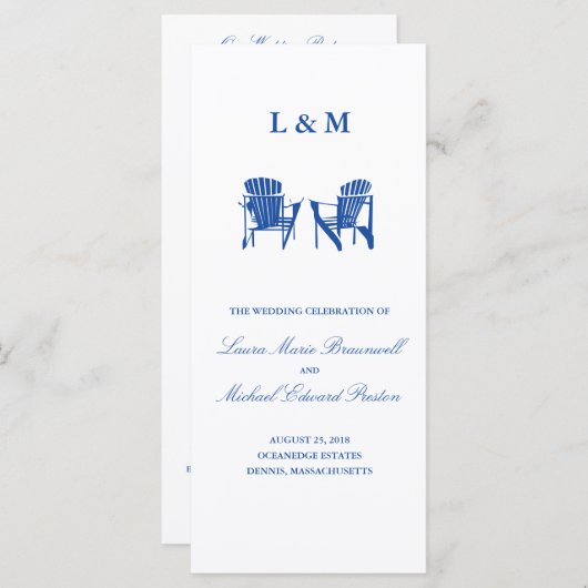 Blue Adirondack Chairs | Zeremonie Programm (Vorne/Hinten)