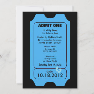 Blue Admission Ticket Baby Shower Einladung