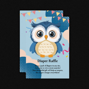 Blue Adorable Woodland Baby Owl Baby Dusche Begleitkarte