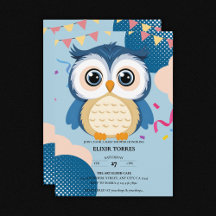 Blue Adorable Woodland Baby Owl Baby Dusche