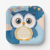 Blue Adorable Woodland Baby Owl Baby Dusche Pappteller (Vorderseite)