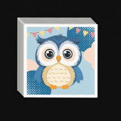 Blue Adorable Woodland Baby Owl Baby Dusche Serviette