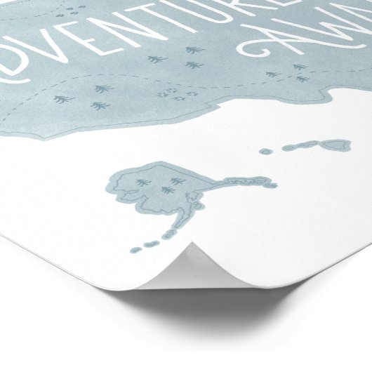 Blue Adventure erwartet US Map Kids Room Decke Poster (Ecke)