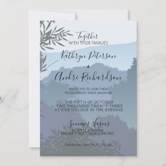 Blue Adventure Travel Forest Einladung (Vorderseite)