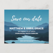 Blue Adventure Travel Mountains Save the Date Ankündigungspostkarte (Vorderseite)