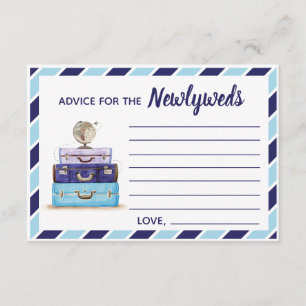 Blue Advice for Newlyweds Travel theme card Begleitkarte