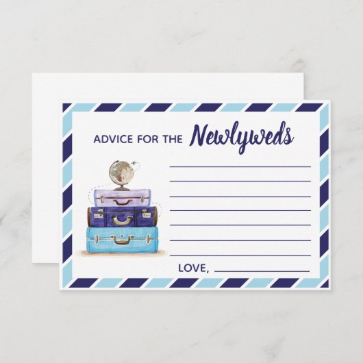 Blue Advice for Newlyweds Travel theme card Begleitkarte (Vorne/Hinten)