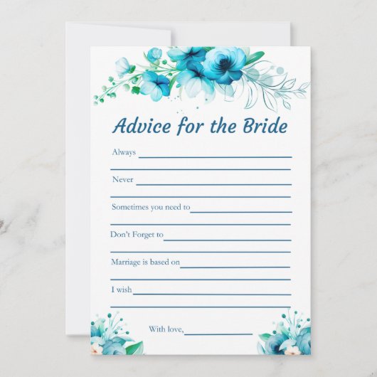 Blue Advice für die Bride Brautparty Game Card Einladung (Vorderseite)